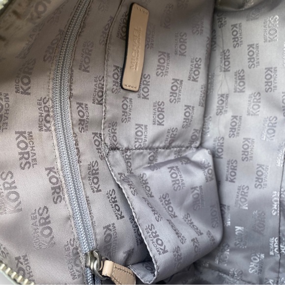 Michael Kors Grayson Nickel Mirror Metallic Logo Satchel Bag - Picture 11 of 12